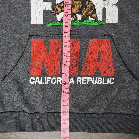Vintage Hill Made in USA California Republic Bear Hoodie Pullover Black Gray M - Picture 6 of 7